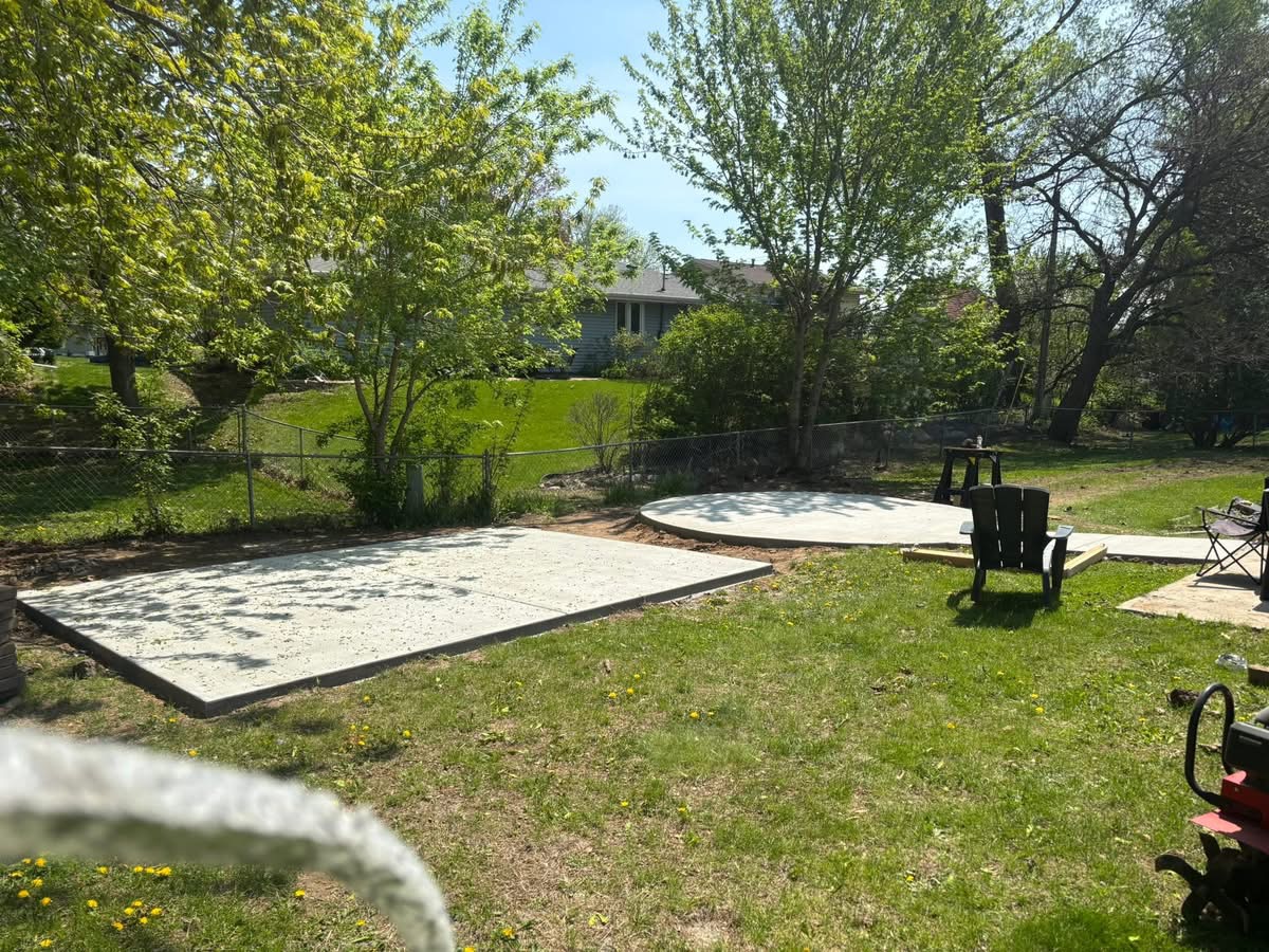 Finished concrete shed and patio pads