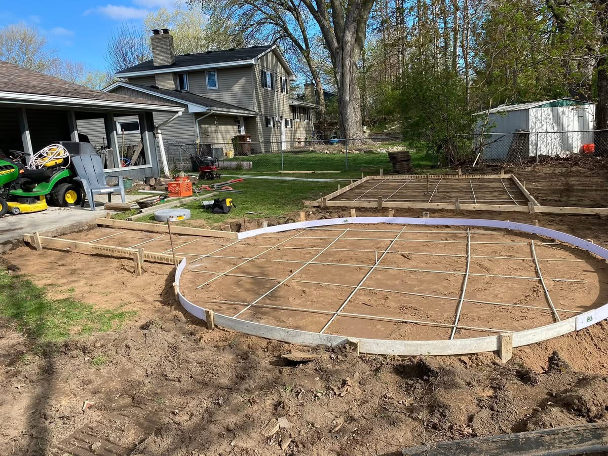 Rebar and forms prepared for concrete pour