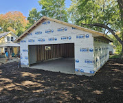 Garage wrapped, ready for siding