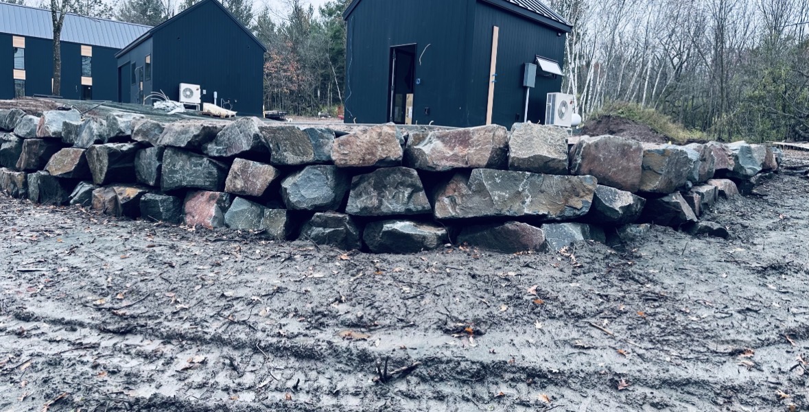 Stacked stone wall