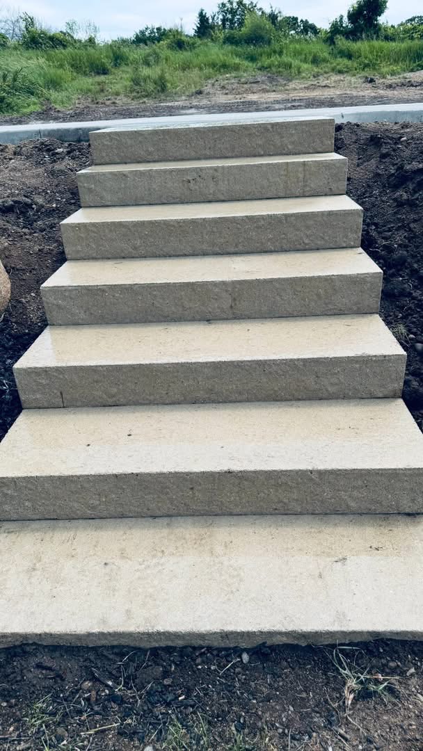 Cut limestone block stairs