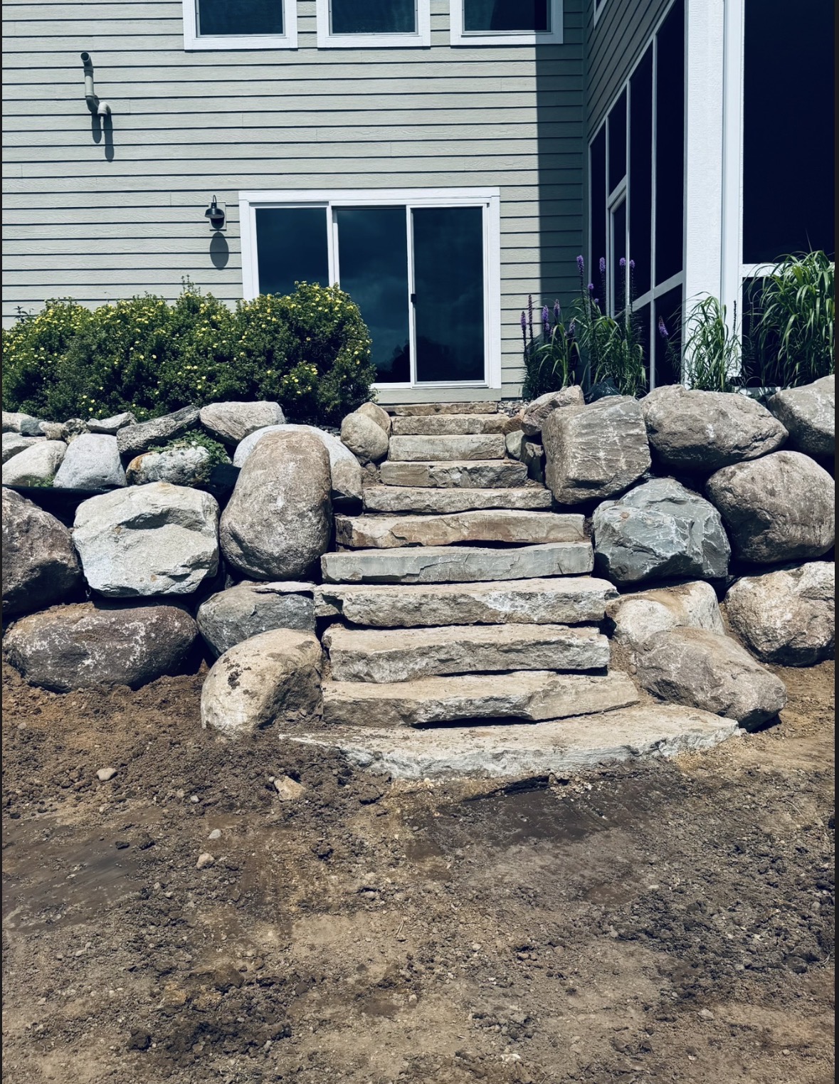 Stone steps in boulder wall